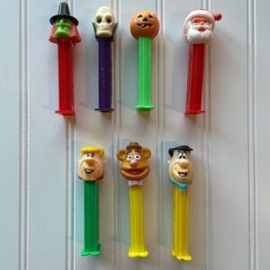 PEZ Vintage Candy Dispensers Set of 7 Halloween Flintstones Skull Muppet
